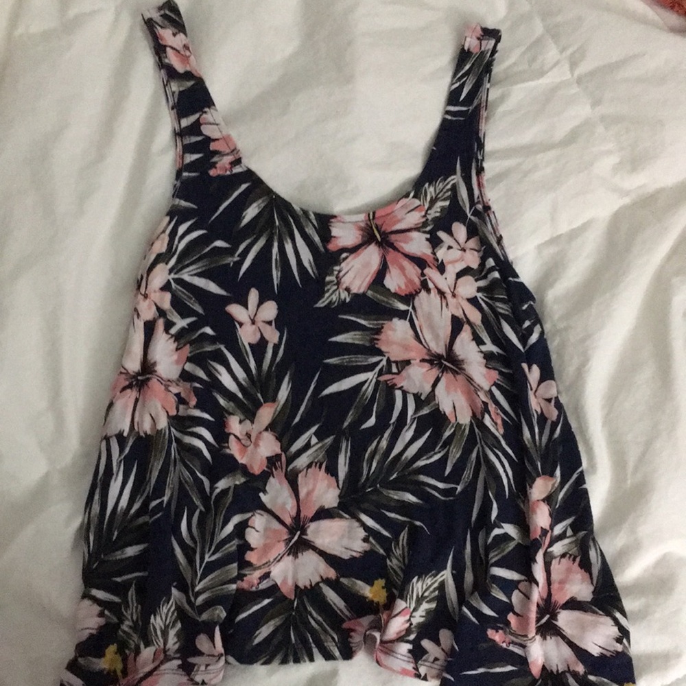 Prince & Fox floral tank top with half open back.